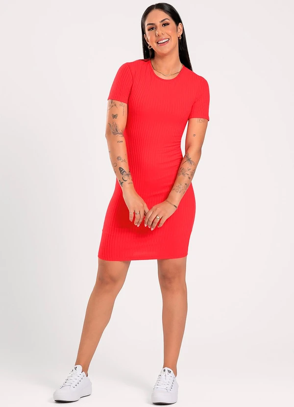 Cativa - Vestido Curto em Canelado Vermelho 3