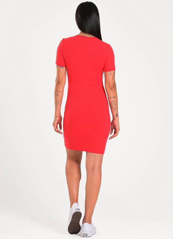 Cativa - Vestido Curto em Canelado Vermelho 4