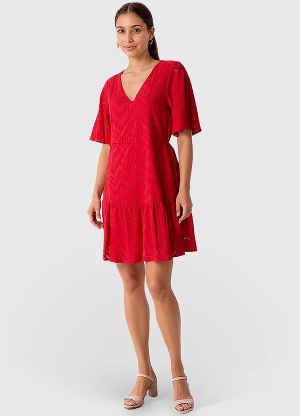 Malwee - Vestido Curto em Laíse Vermelho Escuro 3