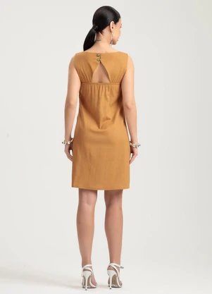 Gris - Vestido Curto em LinhoMarrom - GRIS