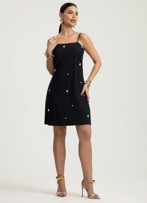 Gris - Vestido Curto em Linho  Preto - GRIS