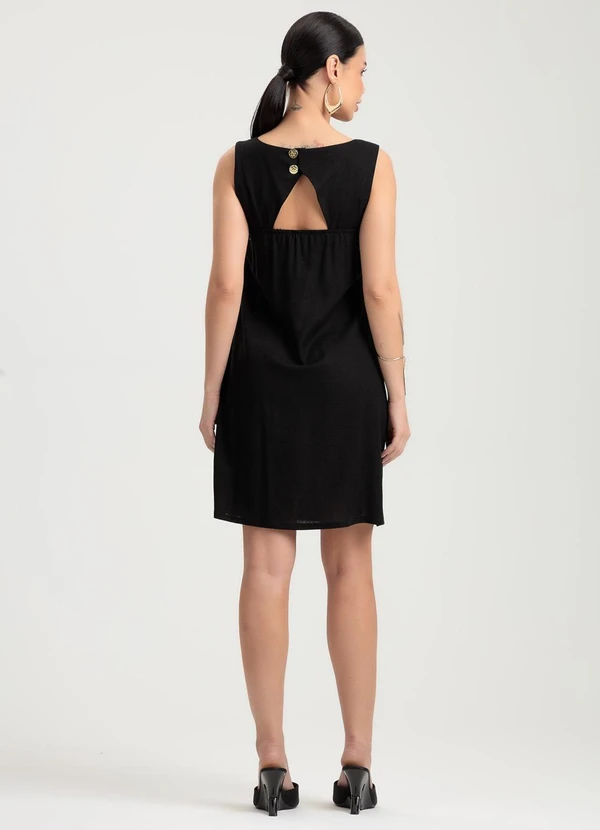 Gris - Vestido Curto em LinhoPreto 2