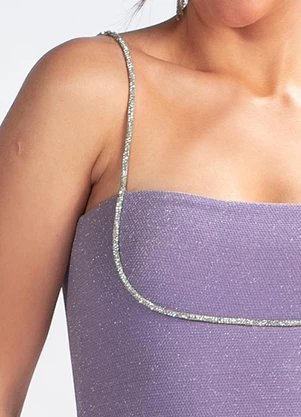 Colcci - Vestido Curto em Lurex Lilás - COLCCI