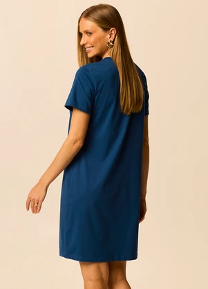 Malwee - Vestido Curto em Malha Azul Escuro - MALWEE