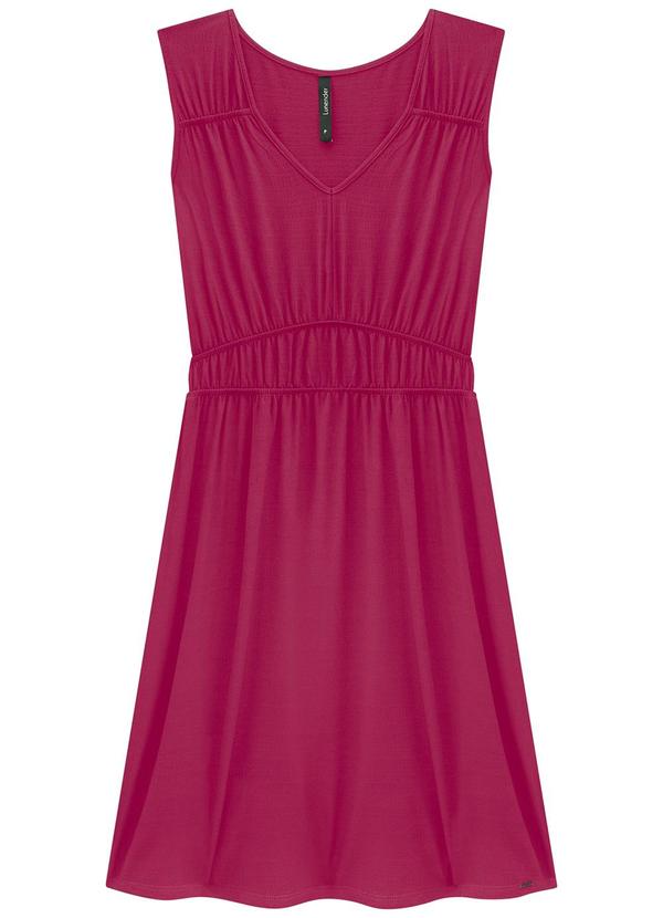 Lunender - Vestido Curto em Malha com Elástico Cintura Rosa