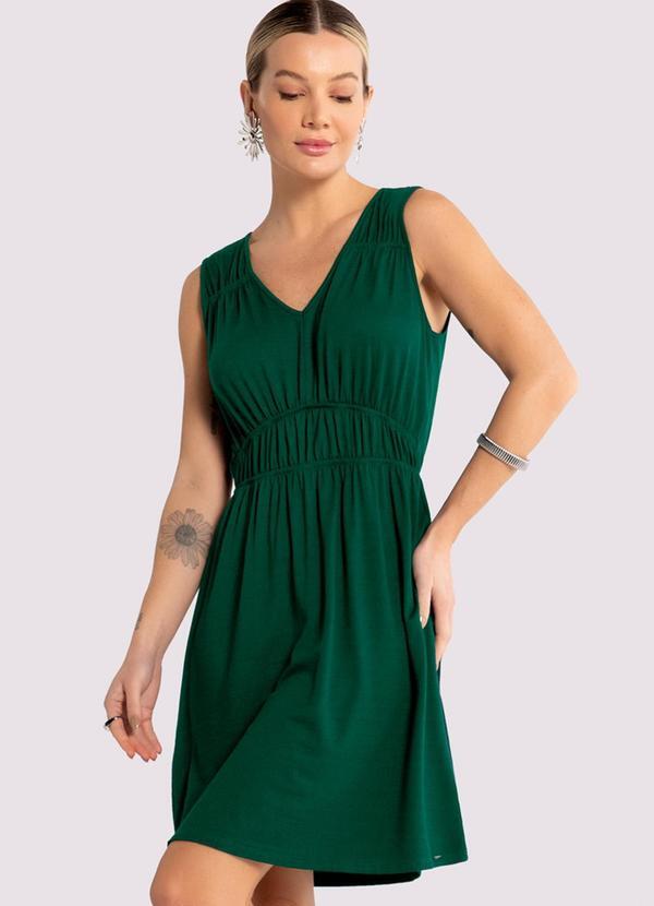Lunender - Vestido Curto em Malha com Elástico Cintura Verde