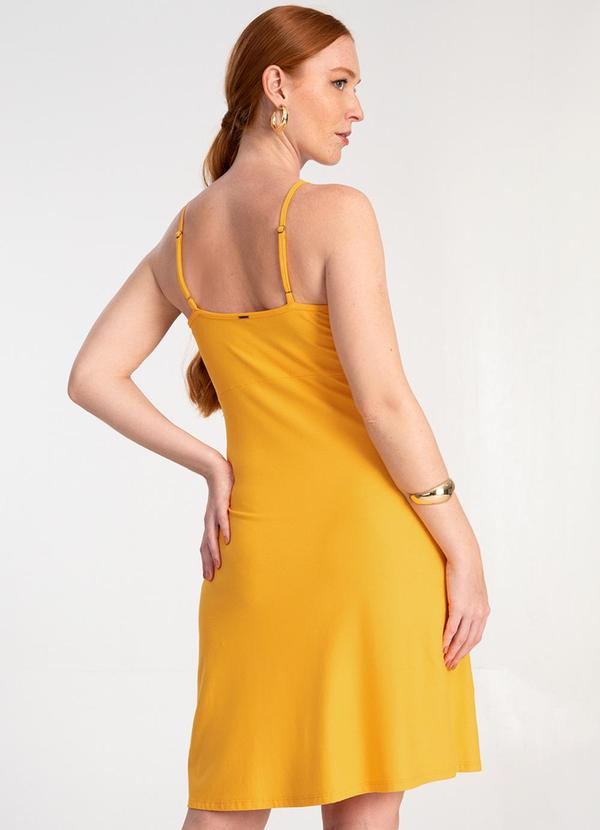 Lunender - Vestido Curto em Malha Crepe Amarelo 2