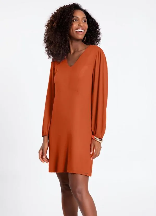 Lunender - Vestido Curto em Malha Terracota