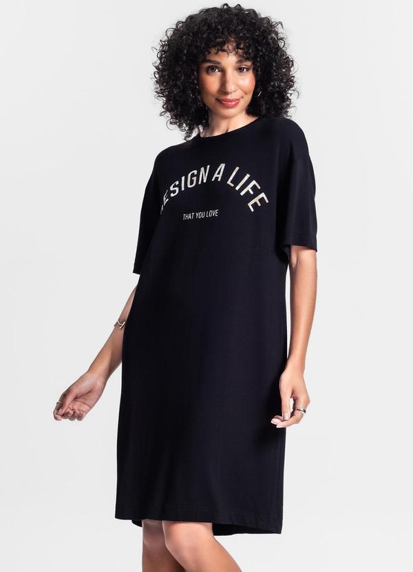 Rovitex - Vestido Curto em Molecotton Preto