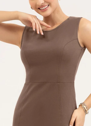 Cativa - Vestido Curto em Moletom Marrom Escuro - CATIVA