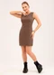 Cativa - Vestido Curto em Moletom Marrom Escuro - variação: Marrom Escuro