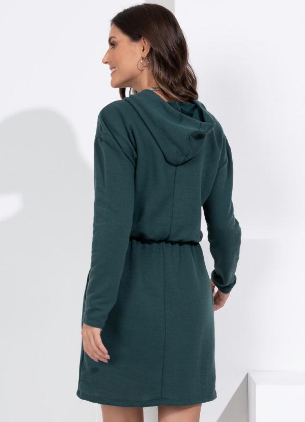Quintess - Vestido Curto em Moletom Verde com Capuz 2