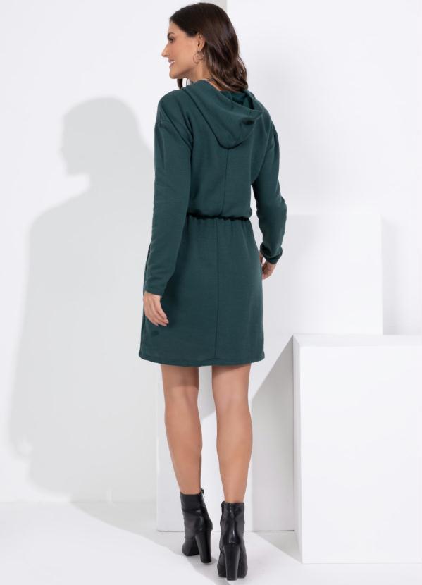 Quintess - Vestido Curto em Moletom Verde com Capuz 4