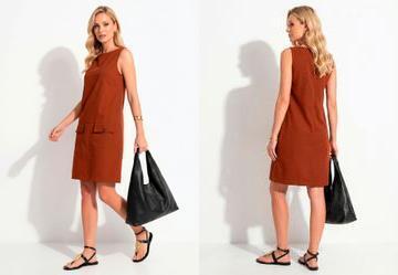 Vestido Marrom Claro em Nylon Suede