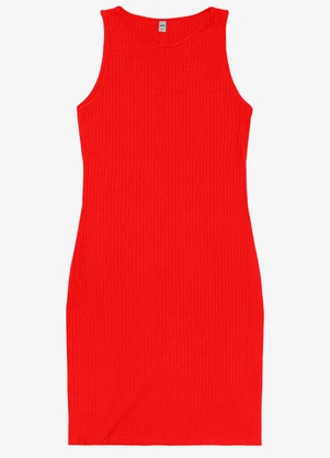 Rovitex - Vestido Curto em Ribana Canelada Laranja - ROVITEX