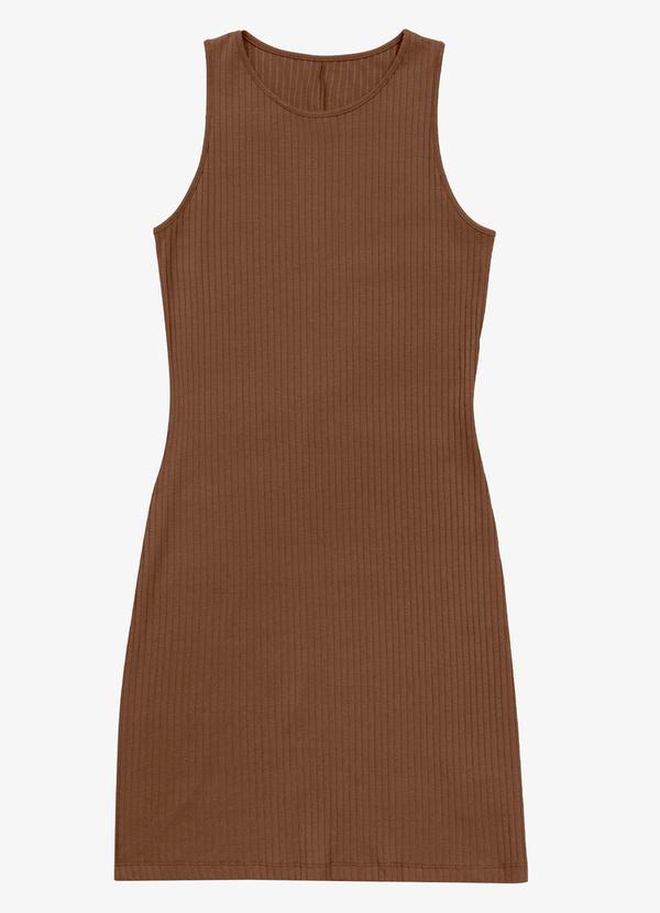 Rovitex - Vestido Curto em Ribana Canelada Marrom 4