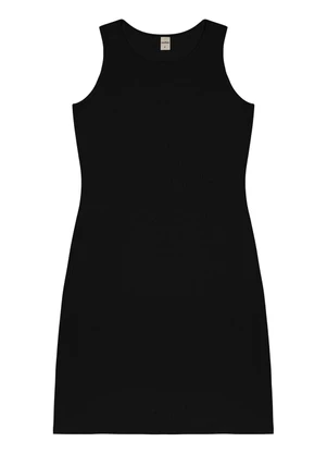 Rovitex - Vestido Curto em Ribana Canelada Preto - ROVITEX
