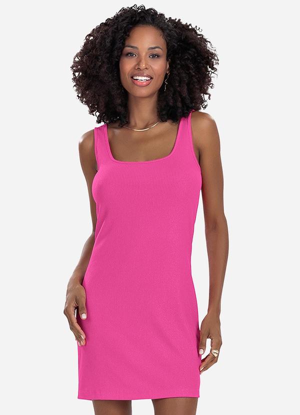 Rovitex - Vestido Curto em Ribana Canelada Rosa