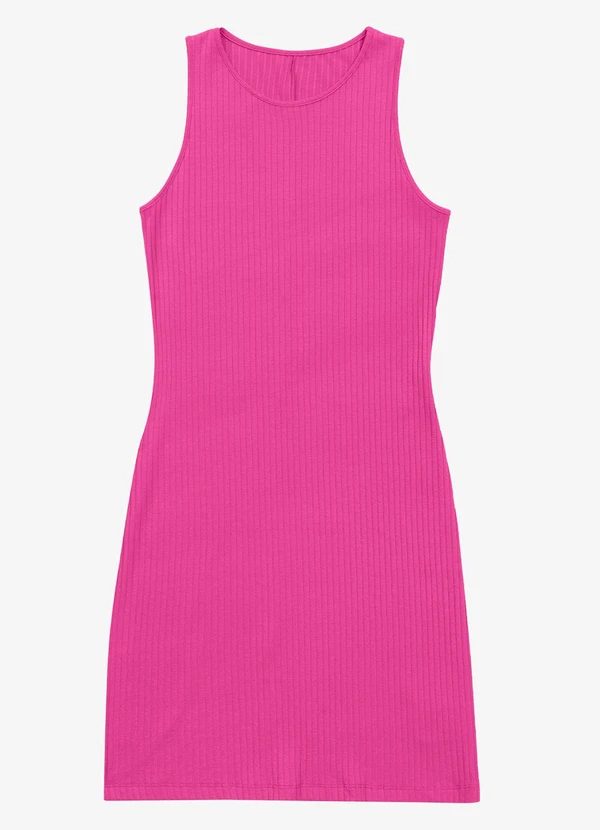 Rovitex - Vestido Curto em Ribana Canelada Rosa 2