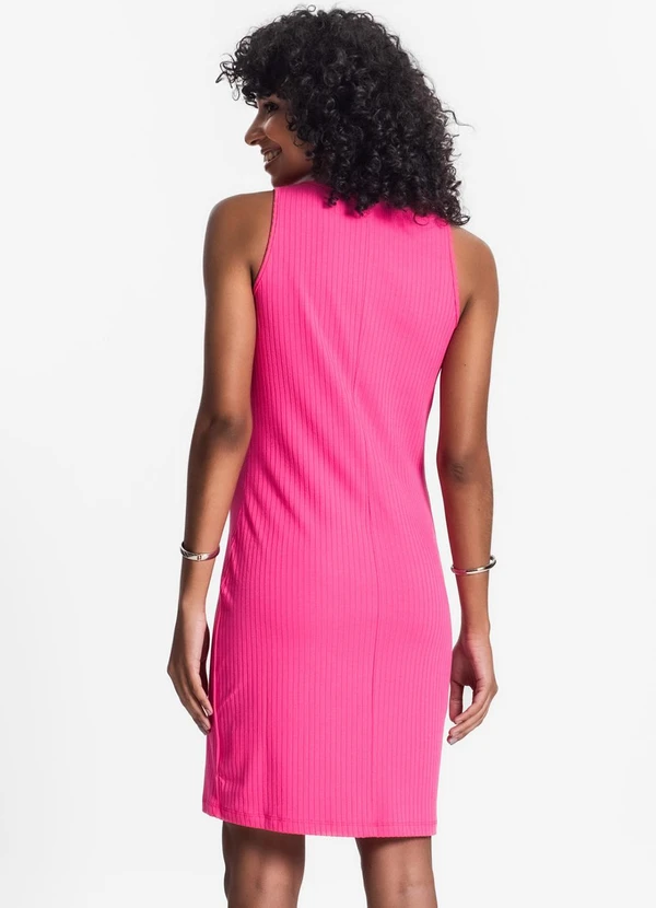 Rovitex - Vestido Curto em Ribana Canelada Rosa 2