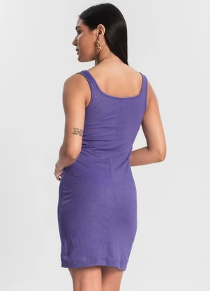 Rovitex - Vestido Curto em Ribana Canelada Roxo - ROVITEX