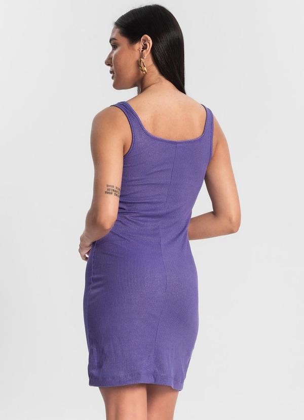 Rovitex - Vestido Curto em Ribana Canelada Roxo 2