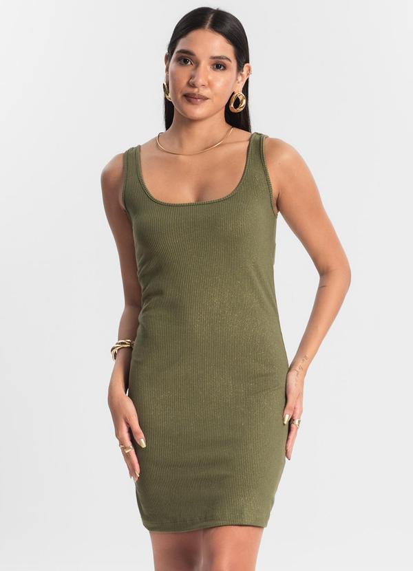 Rovitex - Vestido Curto em Ribana Canelada Verde