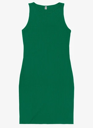 Rovitex - Vestido Curto em Ribana Canelada Verde - ROVITEX