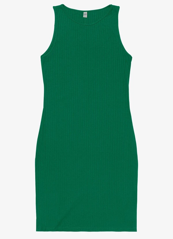 Rovitex - Vestido Curto em Ribana Canelada Verde