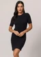 Doce Trama - Vestido Curto em Ribana com Caimento Slim Verde - variação: Preto