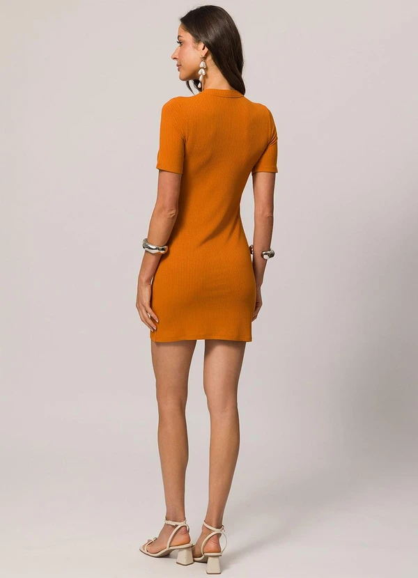 Doce Trama - Vestido Curto em Ribana Laranja 4
