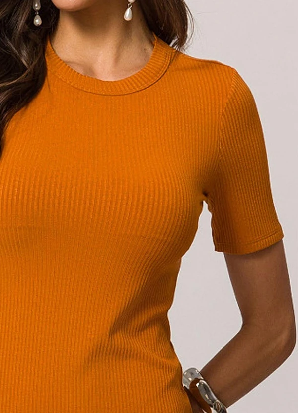 Doce Trama - Vestido Curto em Ribana Laranja 6
