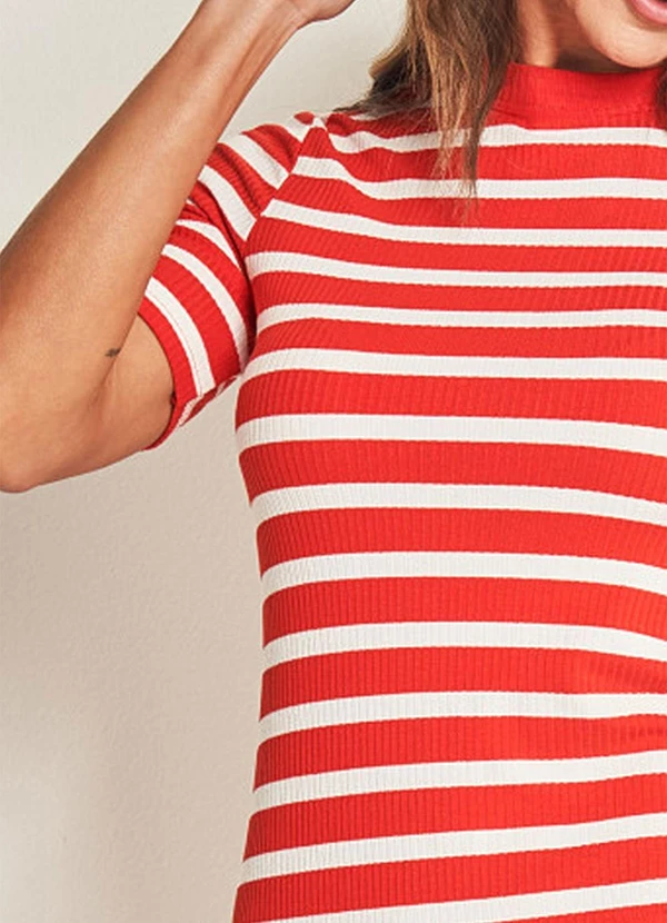 Doce Trama - Vestido Curto em Ribana Listrado 6