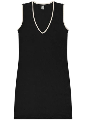 Rovitex - Vestido Curto em Ribana Preto - ROVITEX