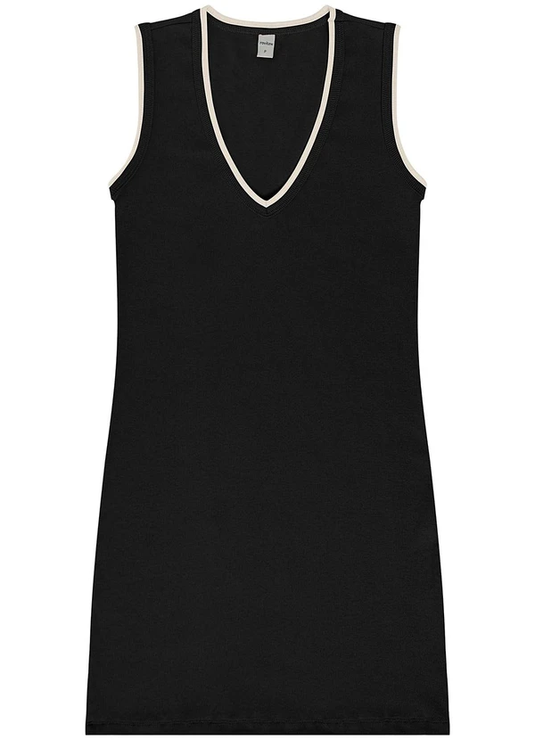 Rovitex - Vestido Curto em Ribana Preto