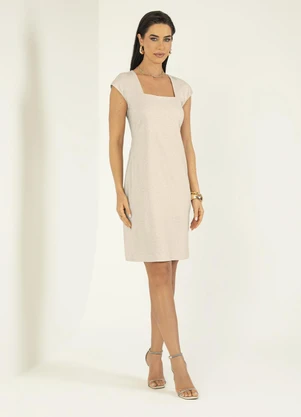 Gris - Vestido Curto em Tecido em Linho Bege - GRIS