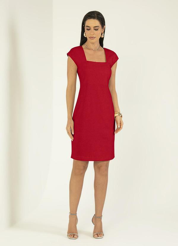 Gris - Vestido Curto em Tecido em Linho Vermelho