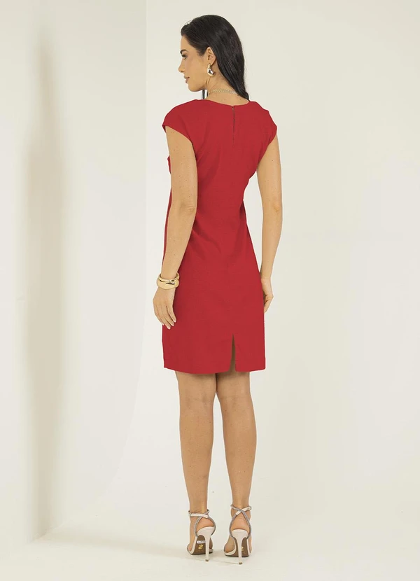 Gris - Vestido Curto em Tecido em Linho Vermelho 2