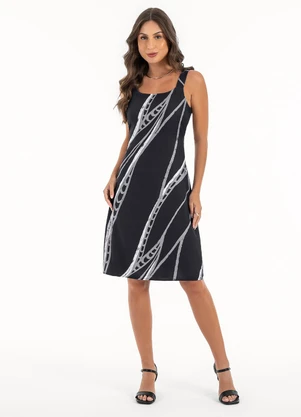 Habana - Vestido Curto em Tecido Leve Sarjado Preto - HABANA