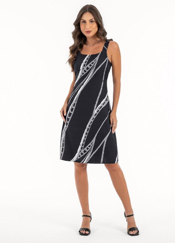 Habana - Vestido Curto em Tecido Leve Sarjado Preto