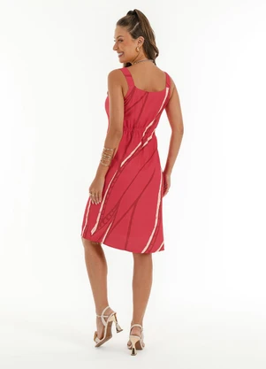 Habana - Vestido Curto em Tecido Leve Sarjado Vermelho - HABANA