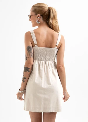 Cativa - Vestido Curto em Tecido Texturizado Bege - CATIVA