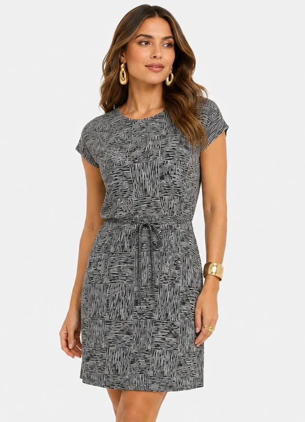 Infinita Cor - Vestido Curto em Visco Premiere Bege