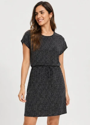 Infinita Cor - Vestido Curto em Visco Premiere Preto - INFINITA COR