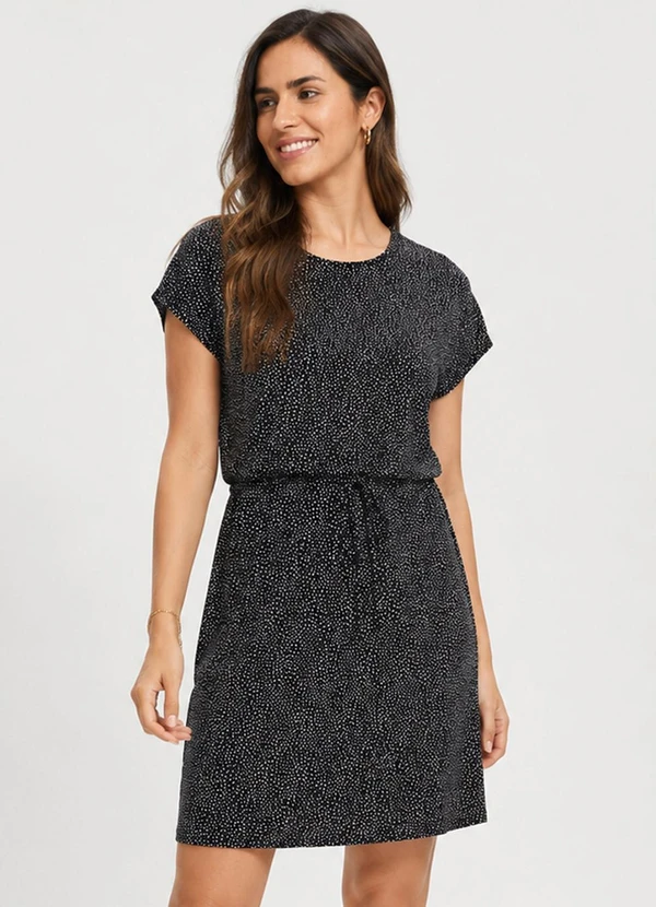 Infinita Cor - Vestido Curto em Visco Premiere Preto
