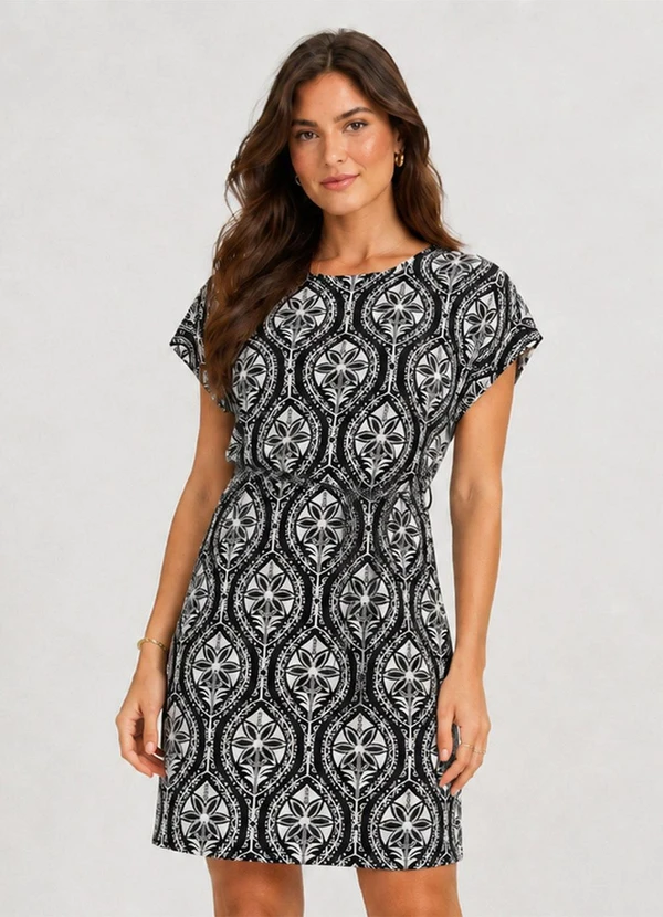 Infinita Cor - Vestido Curto em Visco Premiere Preto