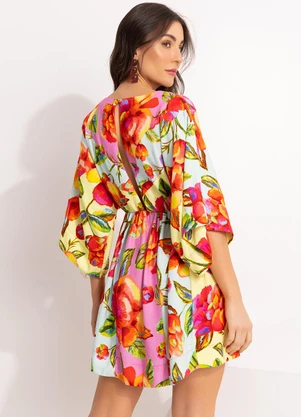 Farm - Vestido Curto em Viscolinho Amarelo - FARM