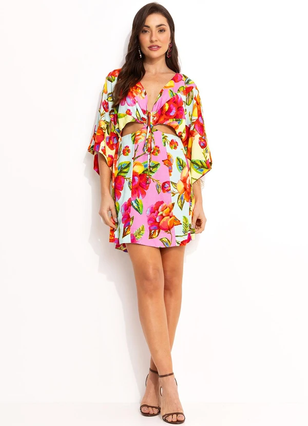 Farm - Vestido Curto em Viscolinho Amarelo 3