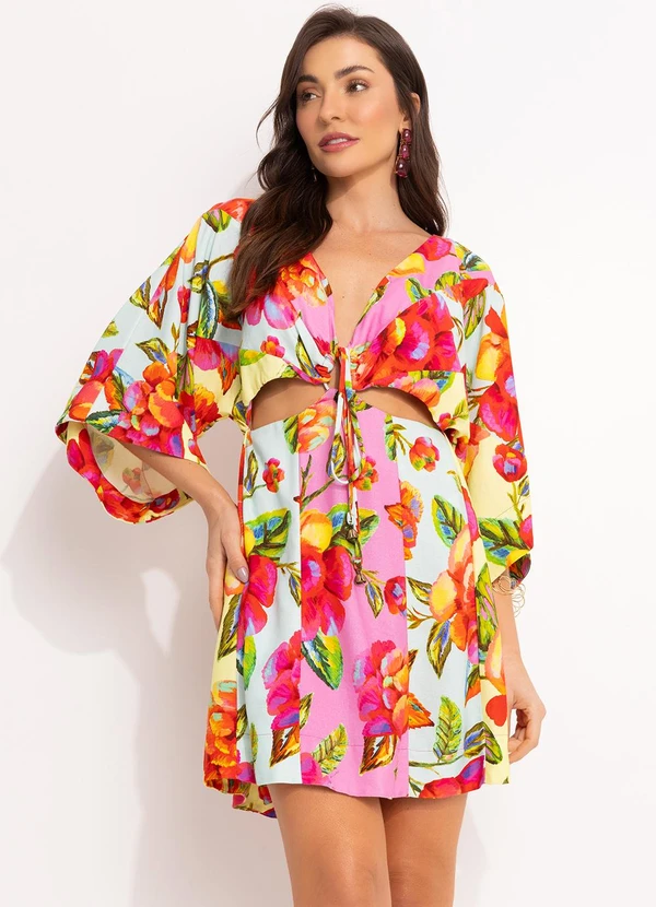 Farm - Vestido Curto em Viscolinho Amarelo 7