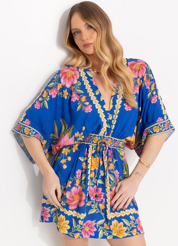 Farm - Vestido Curto em Viscose Azul